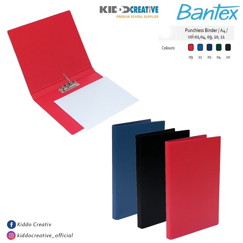 

BANTEX CLIP PUNCHLESS BINDER A4 / FOLIO