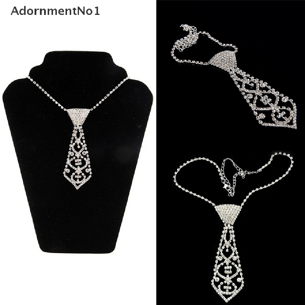 (AdornmentNo1) Kalung Choker Sexy Bentuk Dasi Aksen Berlian Imitasi Untuk Perhiasan Wanita / Pesta