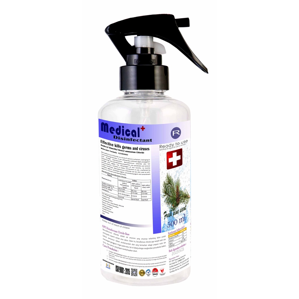 disinfectant disinfektan 500ml aman di kulit medical pinus bkc base siap pakai hutan pinus segar sudah ada izin edar resmi by Oke sabun suplayer 2