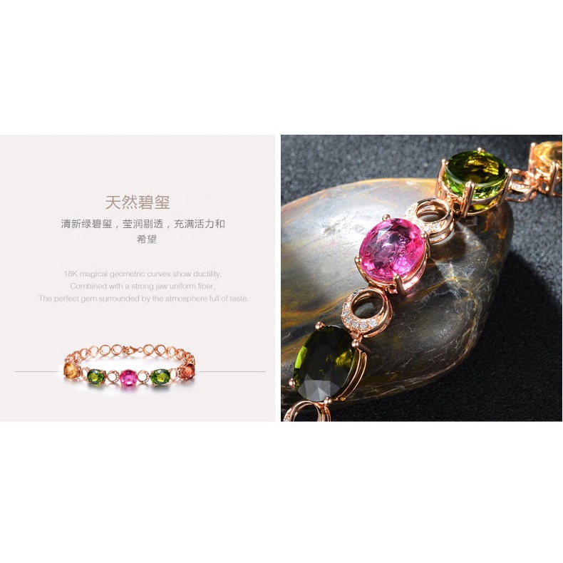 Gelang Zircon Warna-Warni Bahan Stainless Steel Lapis Emas Untuk Wanita