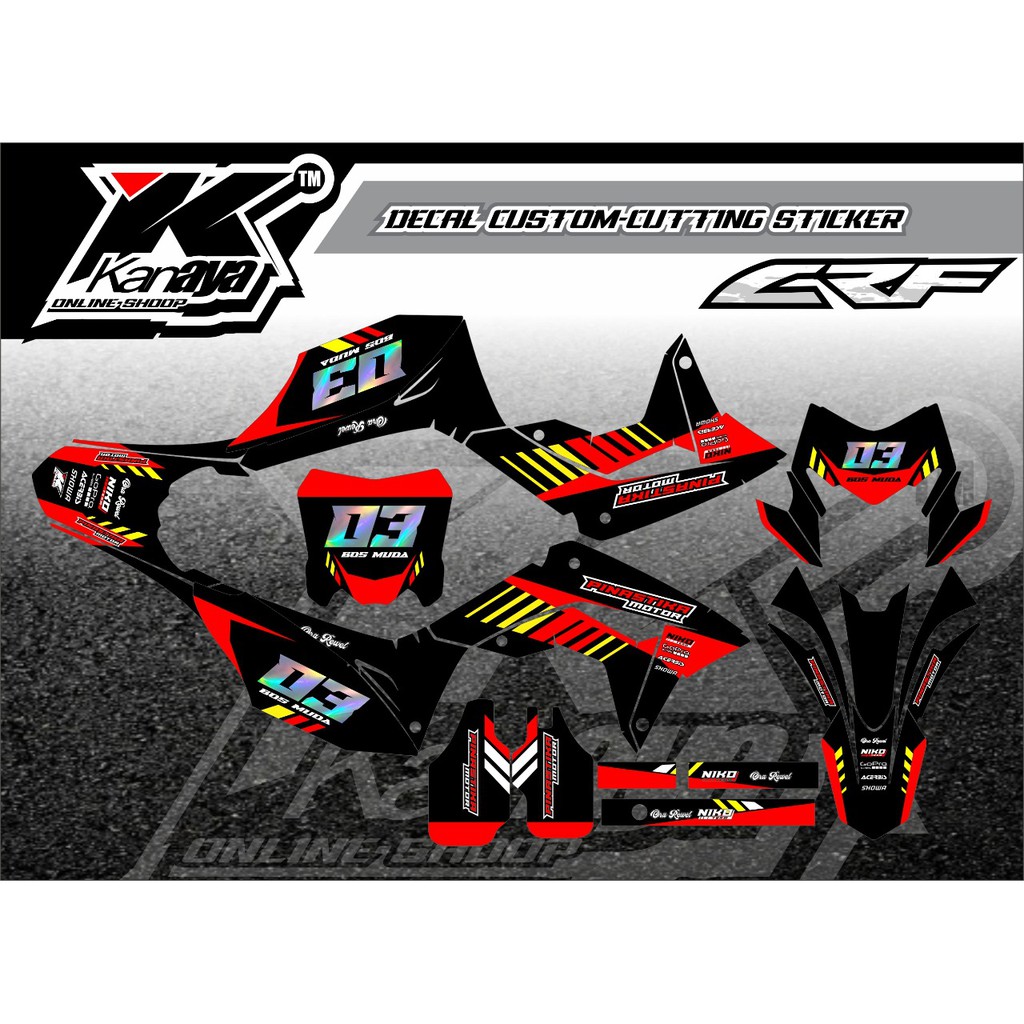 Decal crf warna merah hitam kuning dengan combinasi hologram