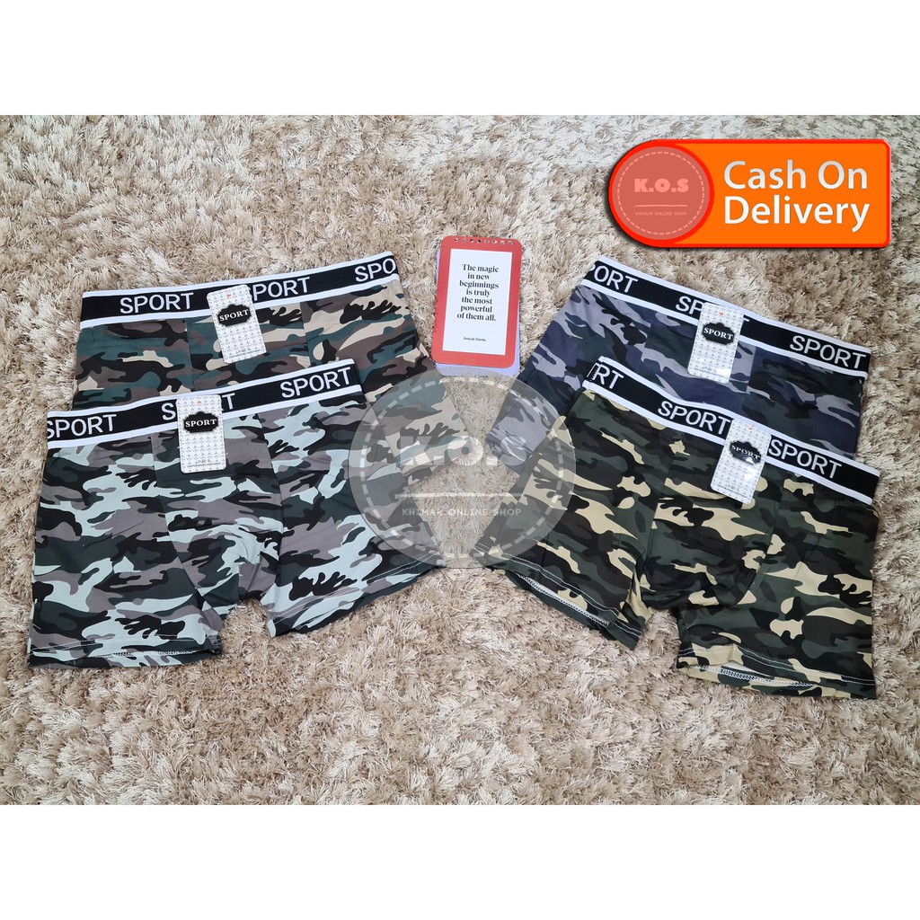 CELANA DALAM PRIA BOXER SPORT MOTIF ARMY KARET LEBAR