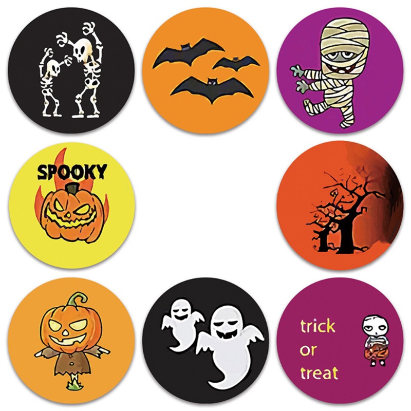 500 Pcs / Roll Stiker Label Kotak Hadiah Untuk Halloween