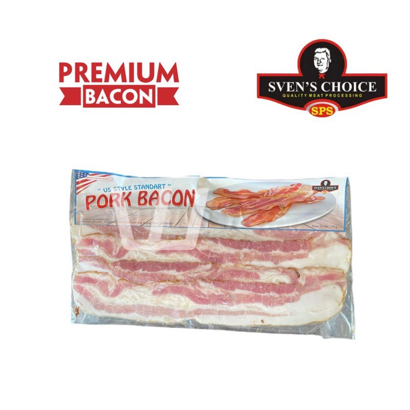 

Svens Choice Daging Bacon Us Style Standard Bacon Crispy 250G Standart