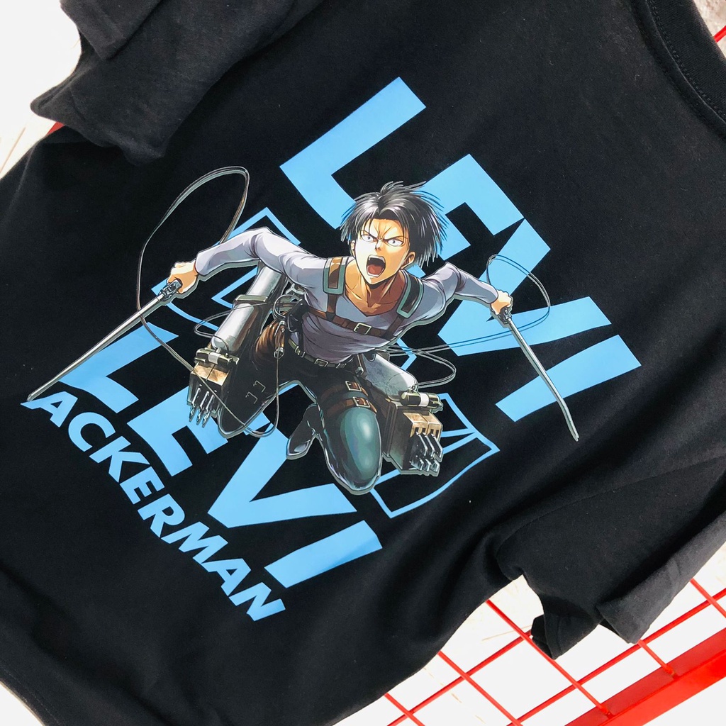 Kaos Levi Special Corps Black Anime Manga Attack On Titan SNK Premium Unisex