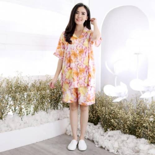 Setelan Piyama Wanita Pendek HP Satu Set Tie Dye Rosei Jumbo XXL Big Size Baju Tidur Wanita Cewek Casual Setelan Rayon One Set Cantik-JENNY SALEM