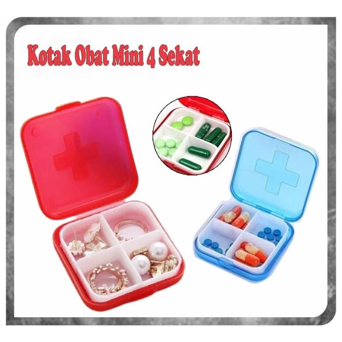 Kotak Obat Harian Mini 4 Sekat / Medicine Box Kotak Mini Serbaguna