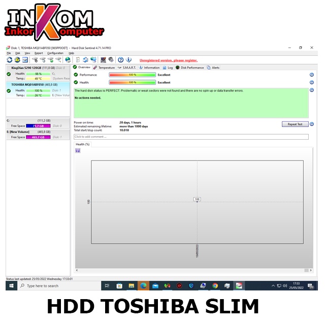 Hardisk Internal Laptop 500GB Sata Toshiba Slim