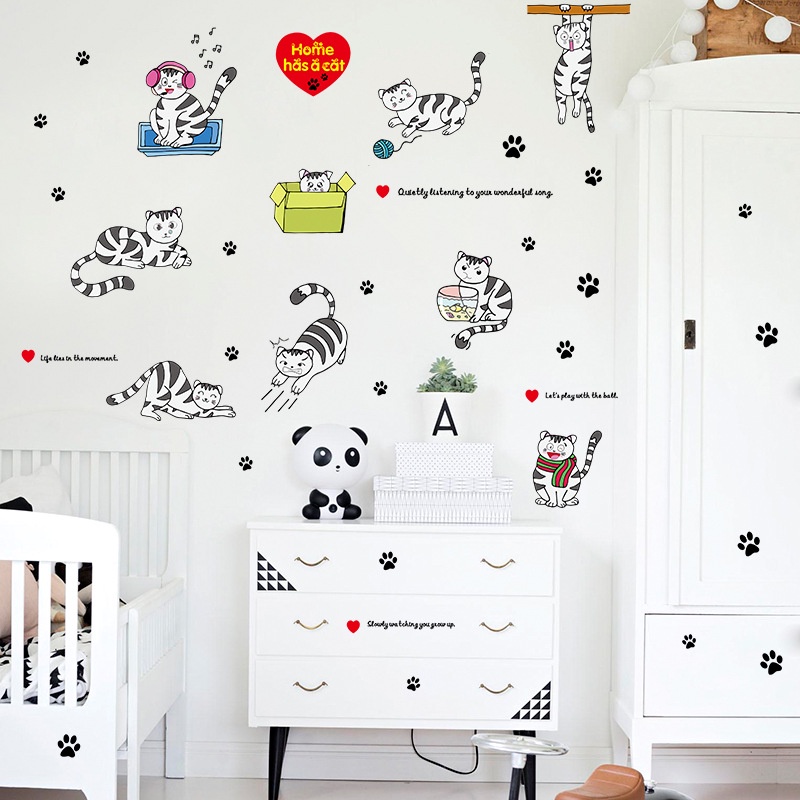 Reliza Wall Sticker Cat Home Kucing Hitam Stiker Dinding ldr9049