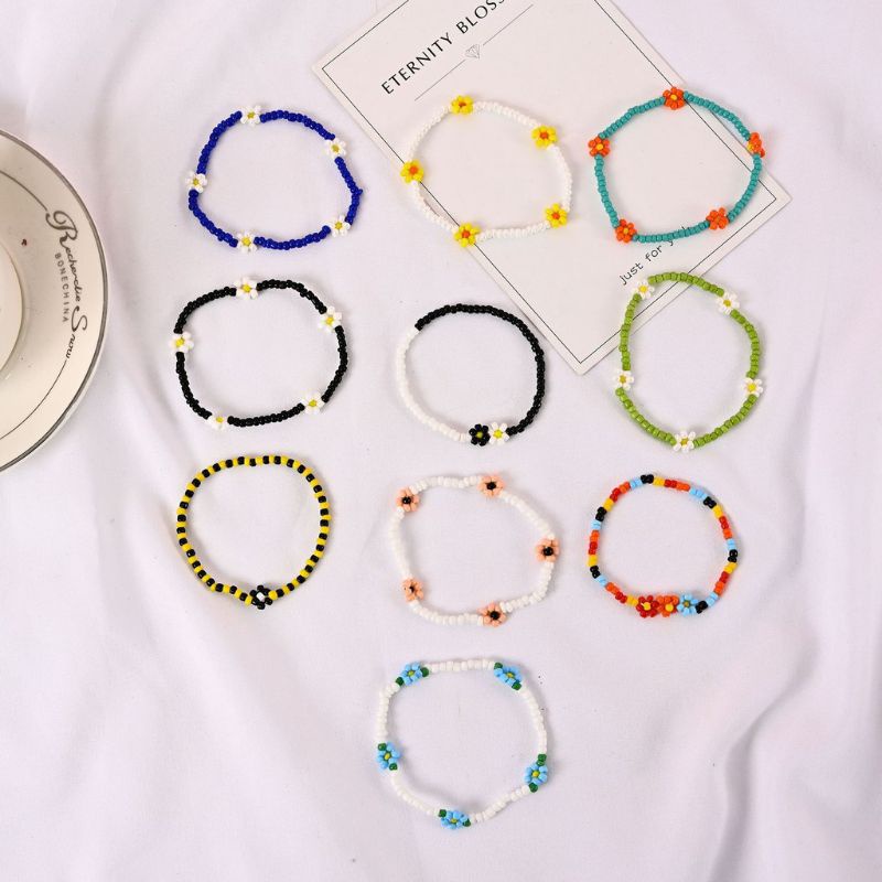 (PART 1) Gelang Manik / Gelang Beads Korea / Gelang Bunga Daisy / Gelang Beads KPOP