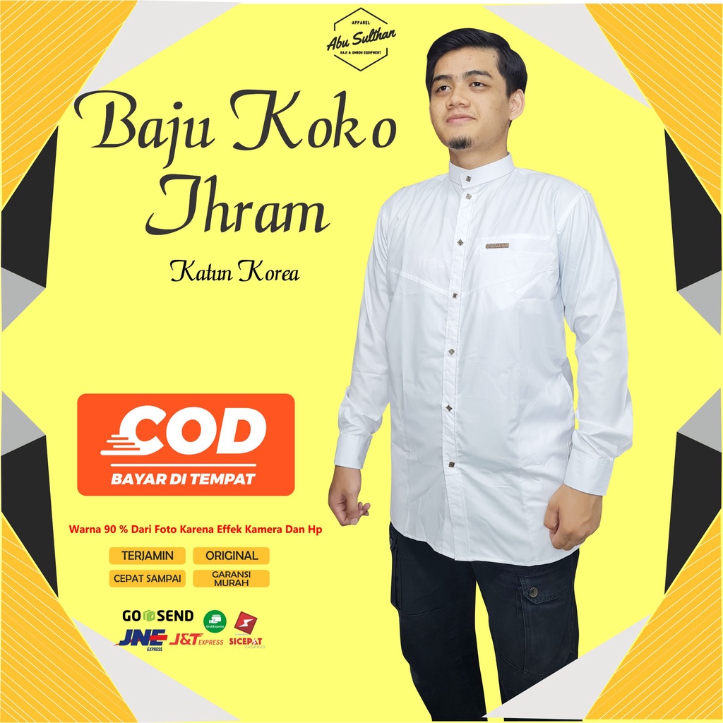 Baju Koko Putih Abu Sulthan Ihrom Ihram Baju Koko Habaib Putih Polos Lengan Panjang Baju Koko Haibah Pernikahan weding