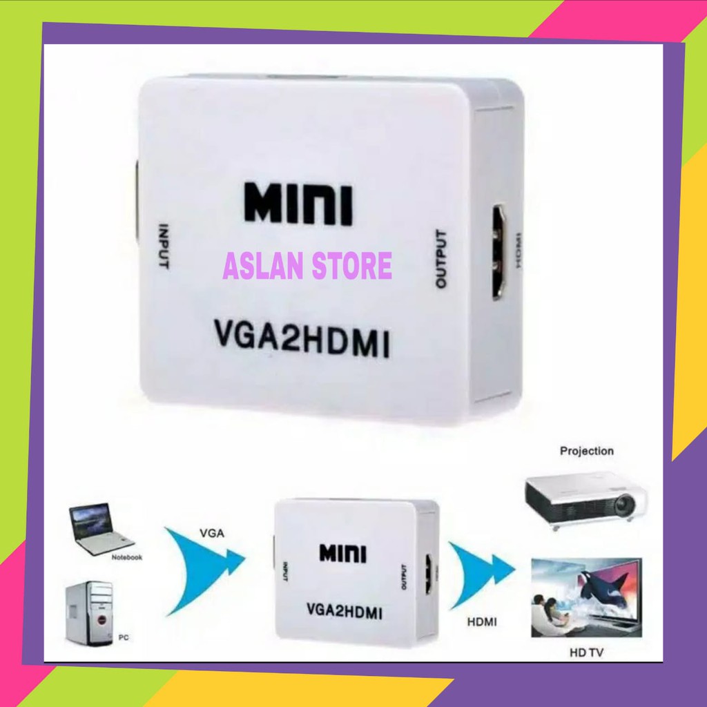 VGA To HDMI Converter Mini HD 1080P Audio HD HDTV Video Converter