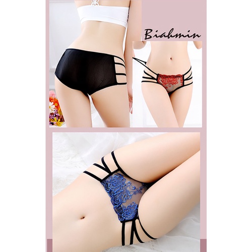 Celana Dalam Wanita Sexy Transparan Tali G String Bunga-bunga Thong 3C136