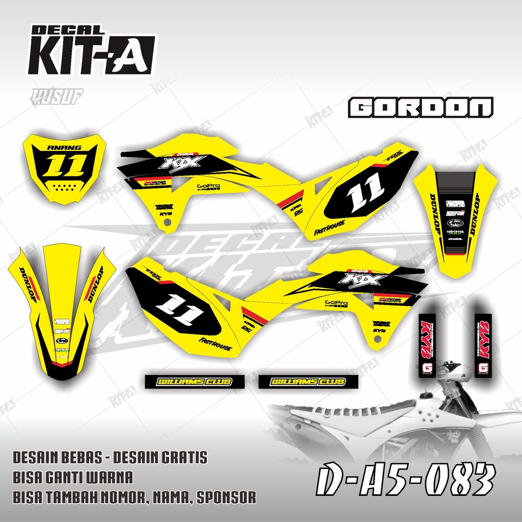Decal Klx Gordon Sticker Striping Stiker Klx Gordon MOTIF SIMPLE KUNING D-A5-083