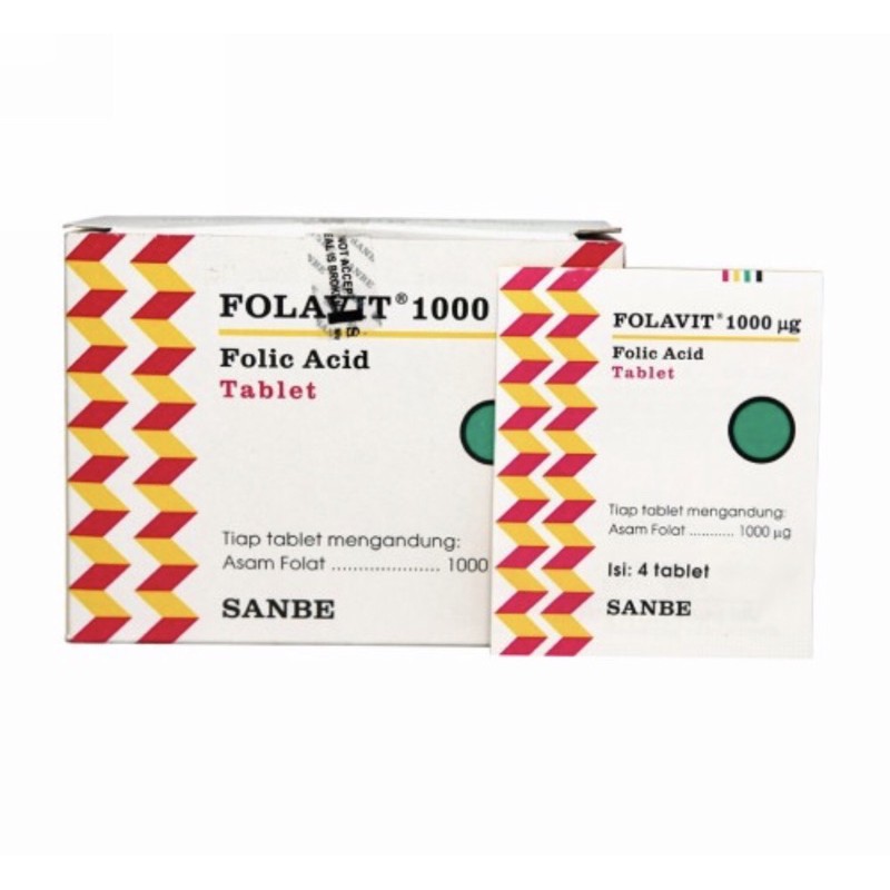 Folavit 1000 strip 4 tablet ( memenuhi kebutuhan asam folat ibu hamil )