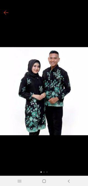 Batik Couple Asli Pekalongan Motif Bunga Sakura Hijau