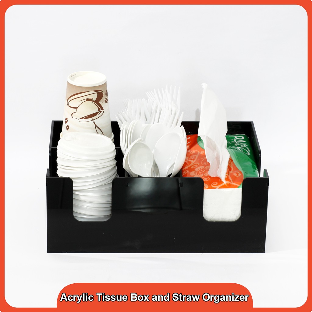 

Acrylic Tissue Box, Paper Cup and Straw Organizer Simple Model