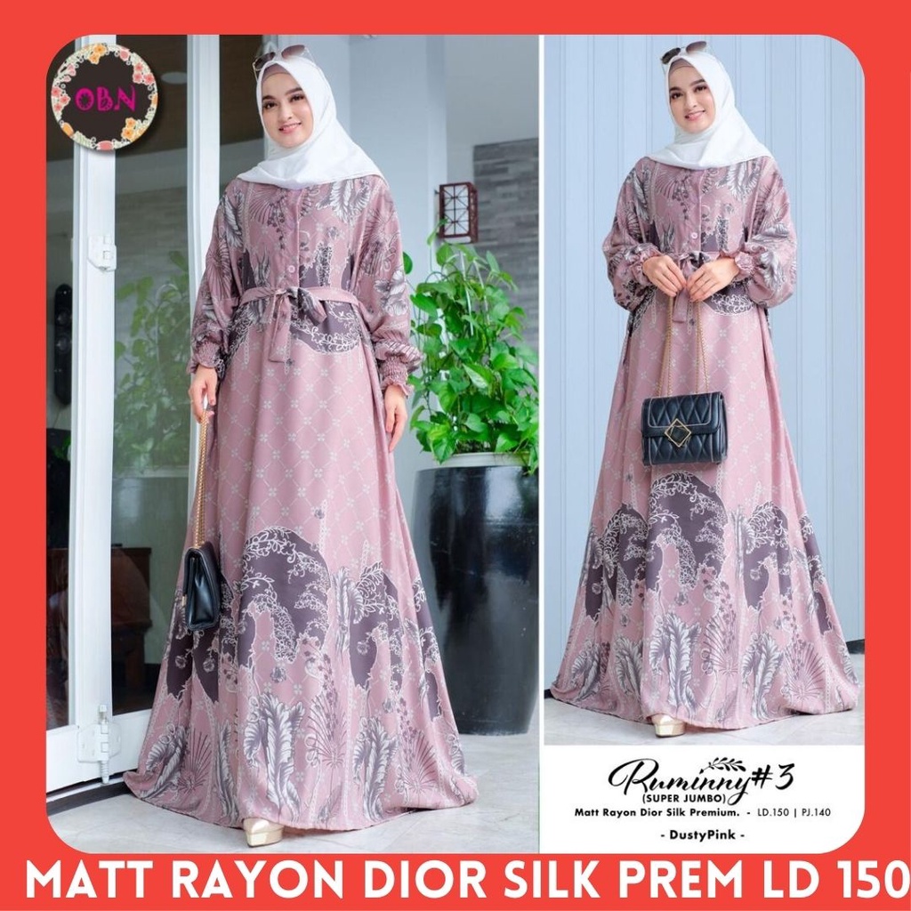 ruminny #3 maxy dres super jumbo pakaian baju gamis dress maxi rayon motif ld 150 big size bigsize b