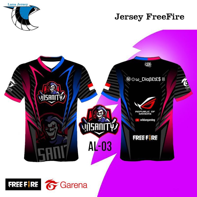 Jersey Baju Kaos Gaming Dranix Onic Evos RRQ Freefire,Pubg,Mlbb,Aov,Cod,Dota (Free Nickname)