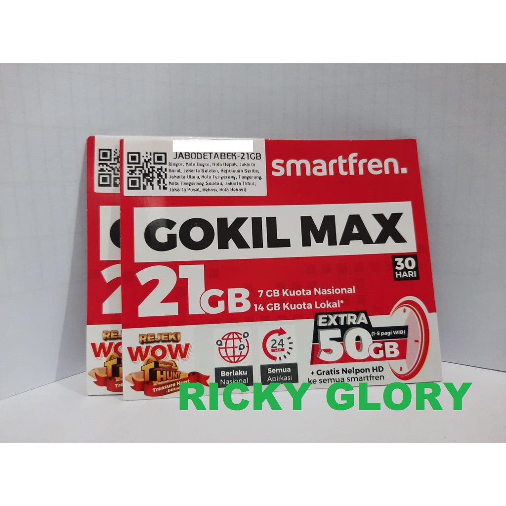 Perdana Smartfren Gokil MAX 21GB Total 71GB