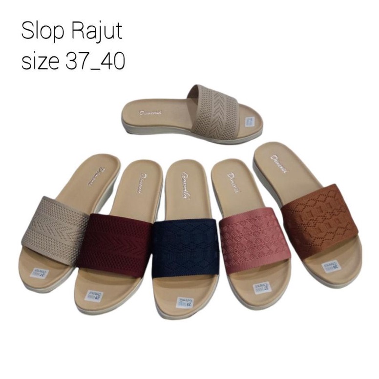 Sandal slop rajut import/Sandal slop wanita murah