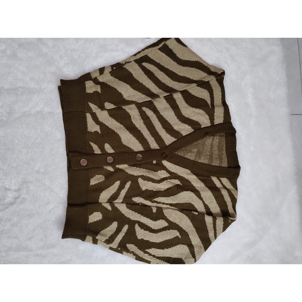 KARDIGAN RAJUT SEMI CROP ZEBRA