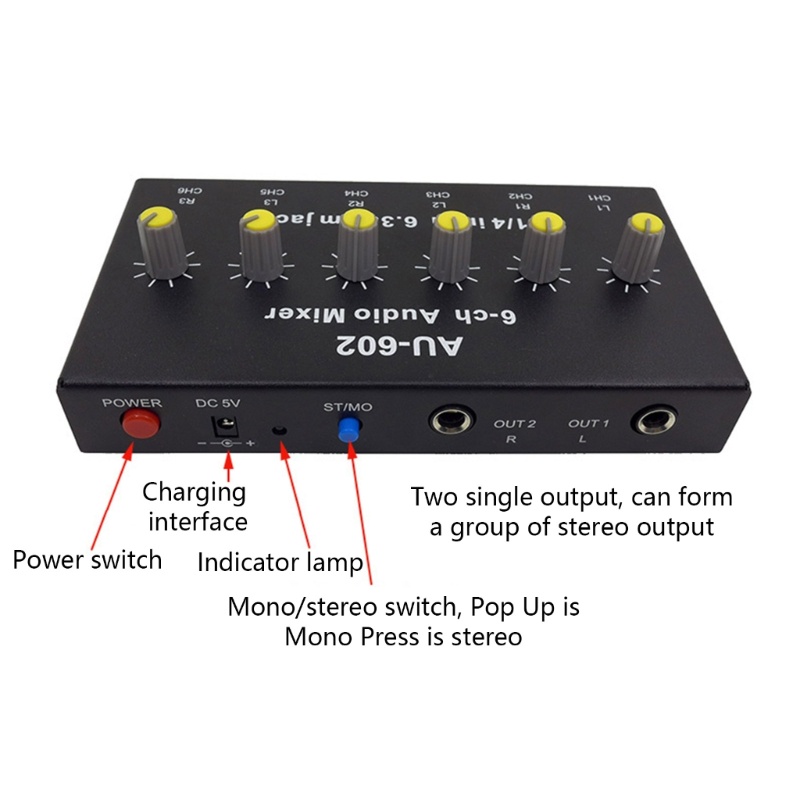 Zzz Kabel Mixer 6 Channel Dengan adapter Untuk Sub-Mixing / 6 Stereo Channel Mini Mixer