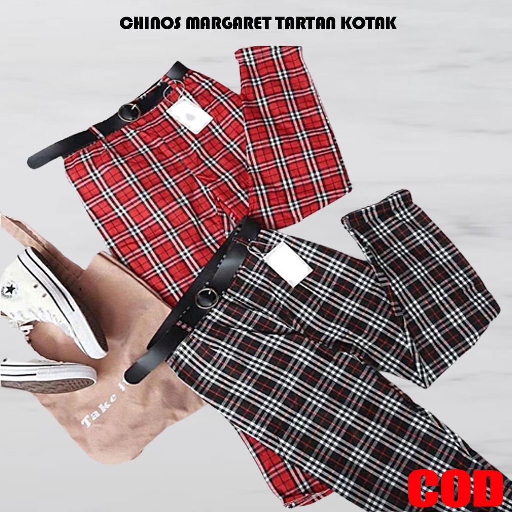 GS - CELANA WANITA MOTIF KOTAK / CASEY PANTS / BOXY TARTAN PANTS / CHINOS MARGARET TARTAN / CELANA W