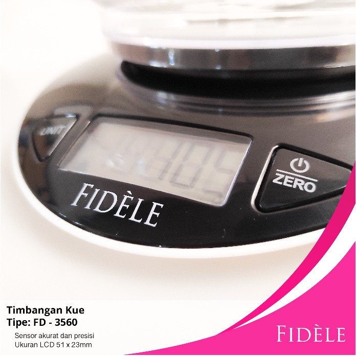 Timbangan Dapur Digital Mangkuk Besar 0.8L FIDELE FD-3560 Premium