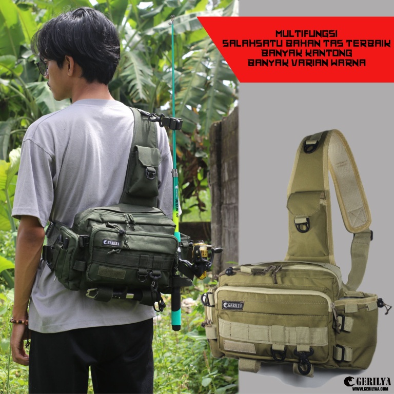 Tas Pancing  Selempang Tactical ARMY Multifungsi Fishing Bag Outdoors Tas Pria GERILYA M99