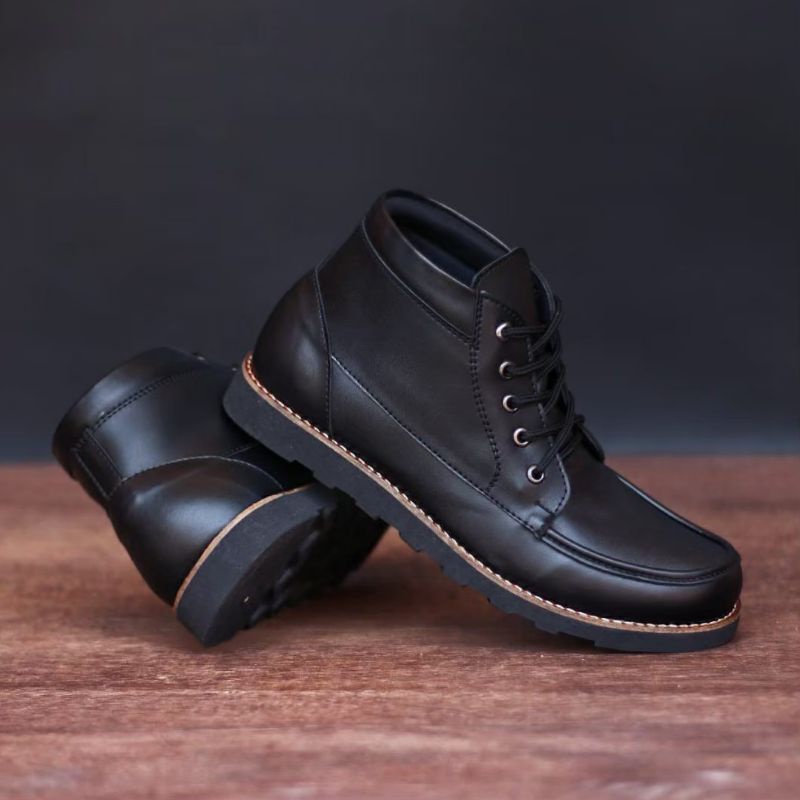 MR JOE HARLY BLACK | Sepatu Boots Klasik Pria Kerja Gaya Trendy