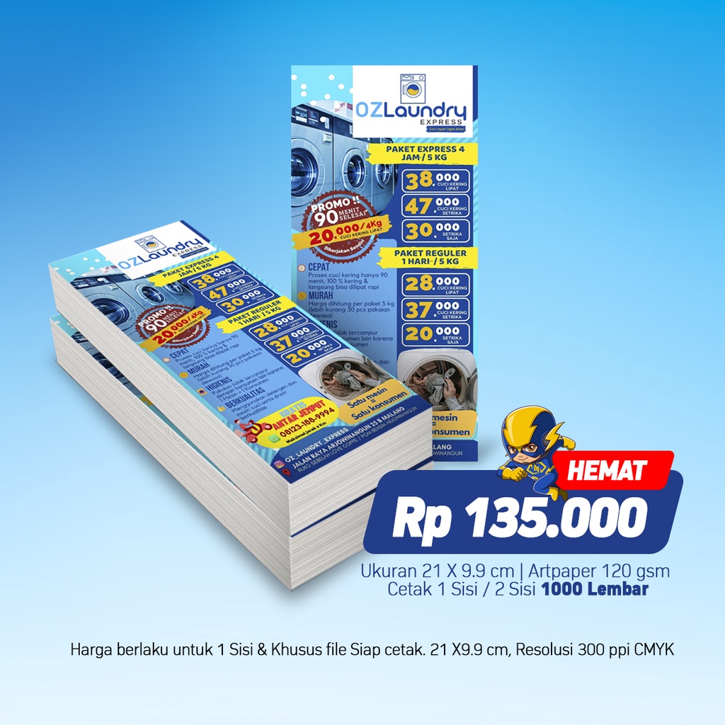 

Brosur DL - 1/3 A4 Art paper 120 / Cetak Brosur Ukuran 21 X 9.9 cm