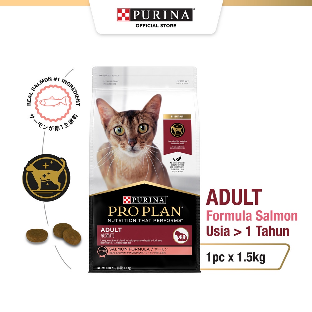 PRO PLAN Adult Salmon Makanan Kucing Kering 1.5kg