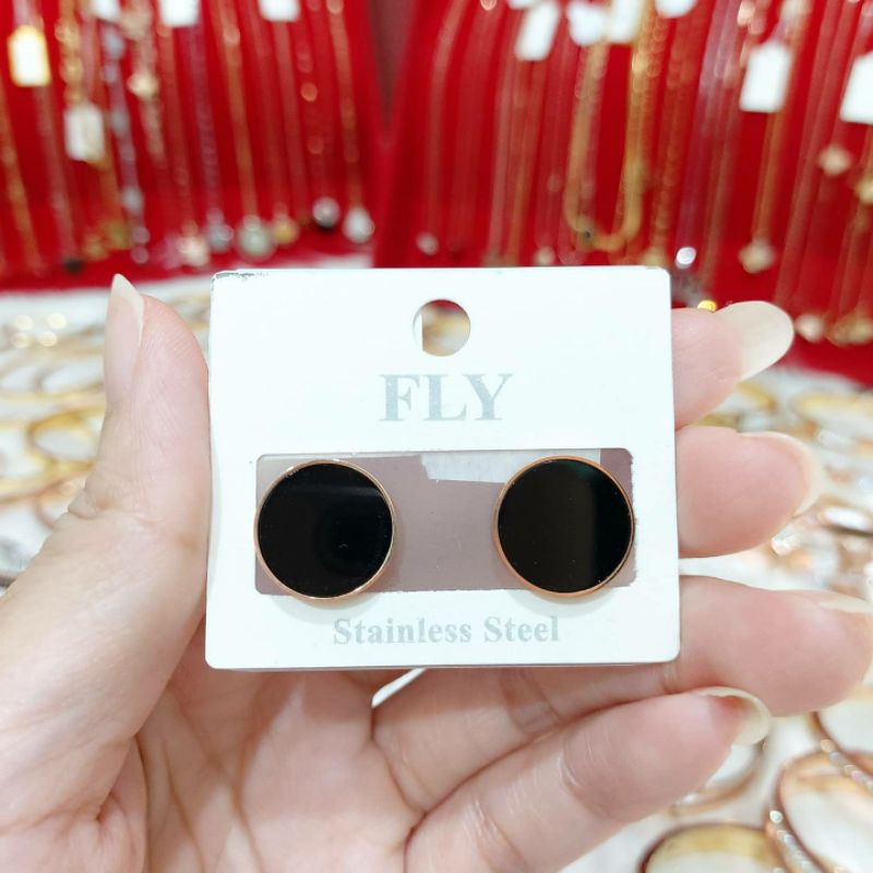 ANTING TUSUK MODEL  BULAT HITAM/ ANTING TUSUK TITANIUM/  AKSESORIS WANITA MODEL KOREA
