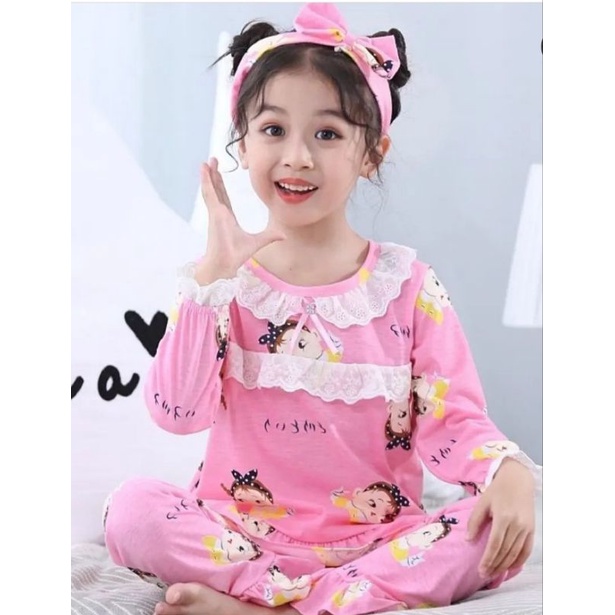 Piyama Anak Import Baju Tidur Renda PP Anak Premium Motif Lucu