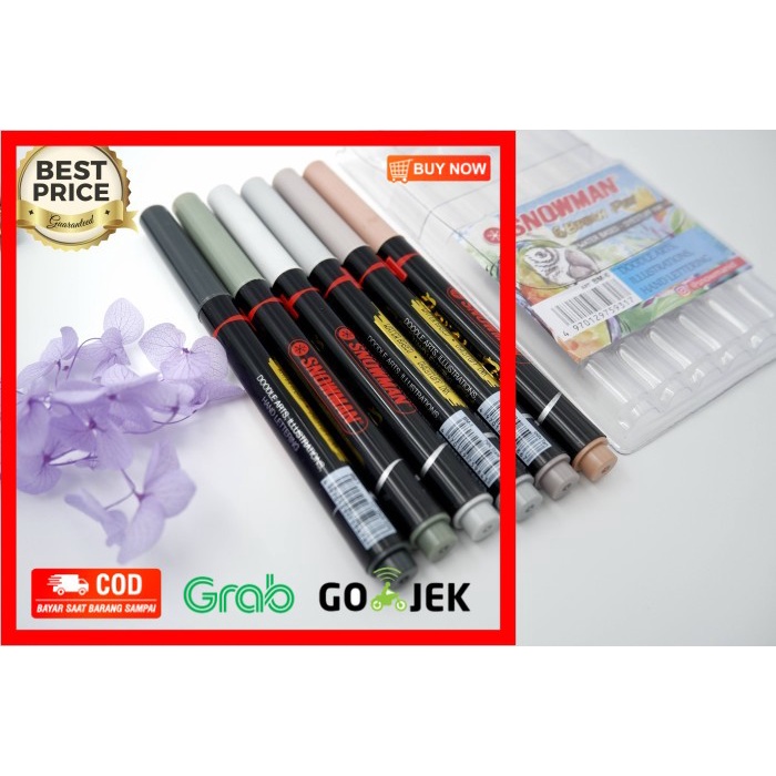 

(BISA COD) SNOWMAN BRUSHPEN BRUSH PEN KUAS KALIGRAFI WARNA SET isi 6 12 24 - 6 pak