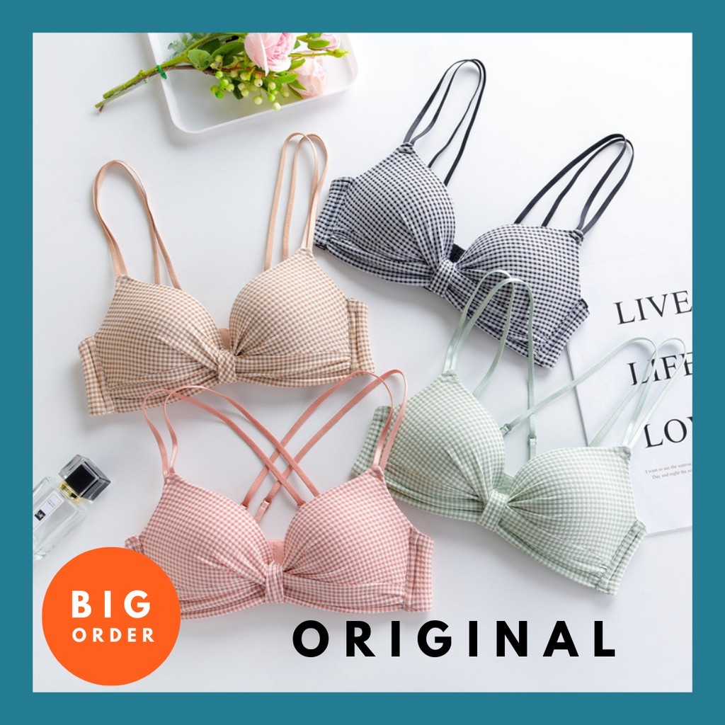 BH Bra Wanita Underwear Cewek Kutang Wanita Motif Pita Lucu Bra Premium BH21