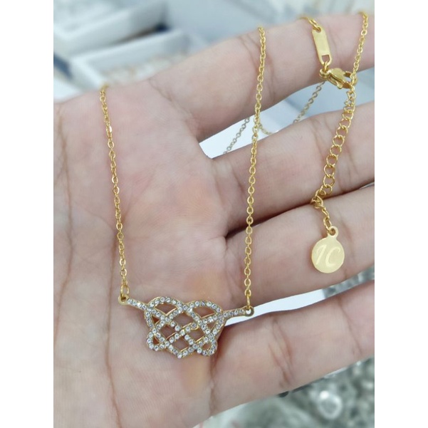 P-1013.Kalung titanium ikatan cinta full mata zircon uk45cm.