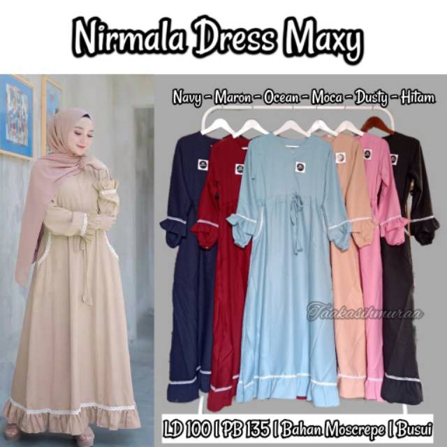 NIRMALA DRESS - GAMIS MAXY CASUAL - Baju Gamis Terbaru Moscrepe Simple Dress Trendy-1