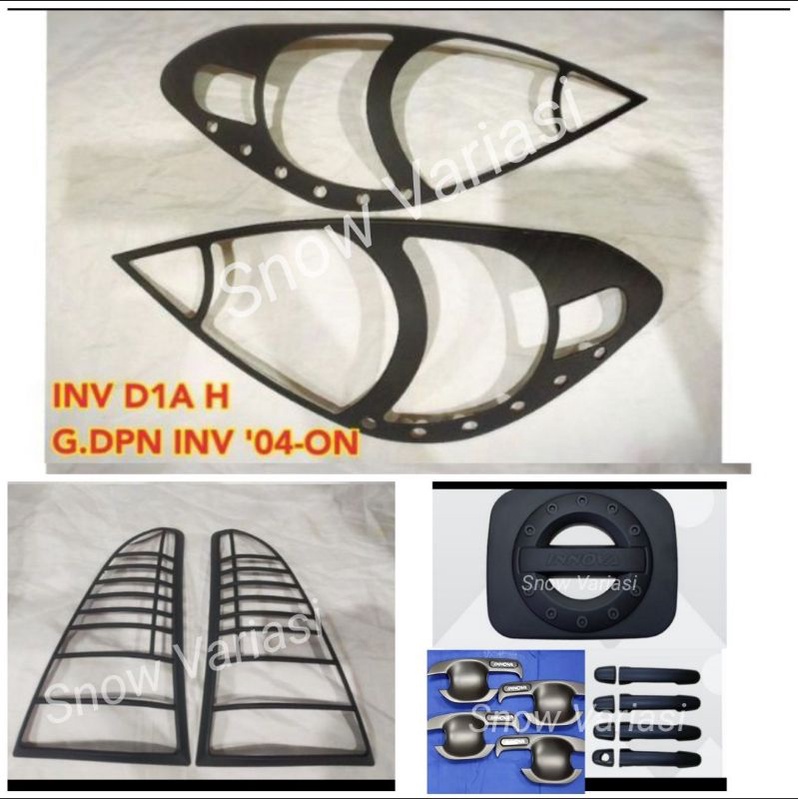 Paket Garnish Depan Belakang Outer Handle Tank Cover New Innova 2008 2010 2011 Hitam Chrome