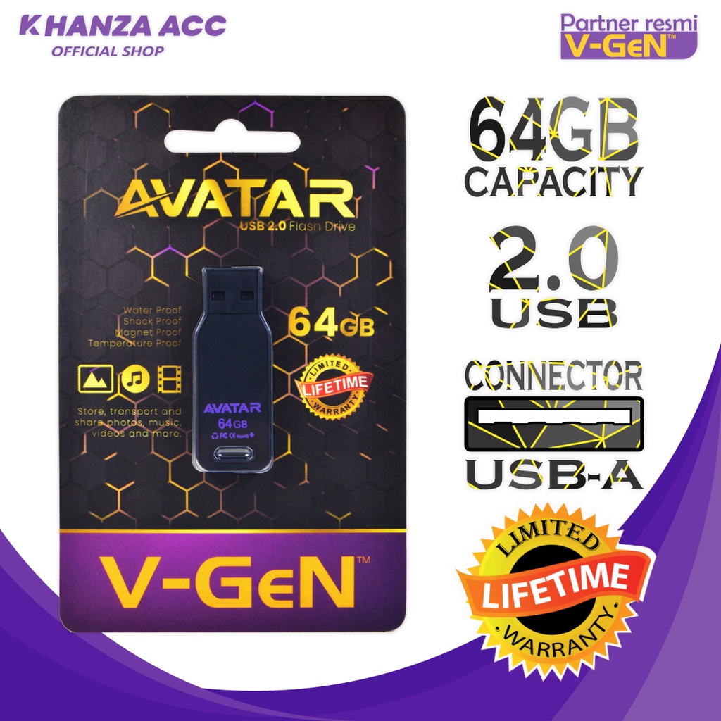 KHANZAACC Flashdisk VGEN Avatar 8GB 16GB 32GB 64GB 128GB USB 2.0 Flashdrive Original Bergaransi