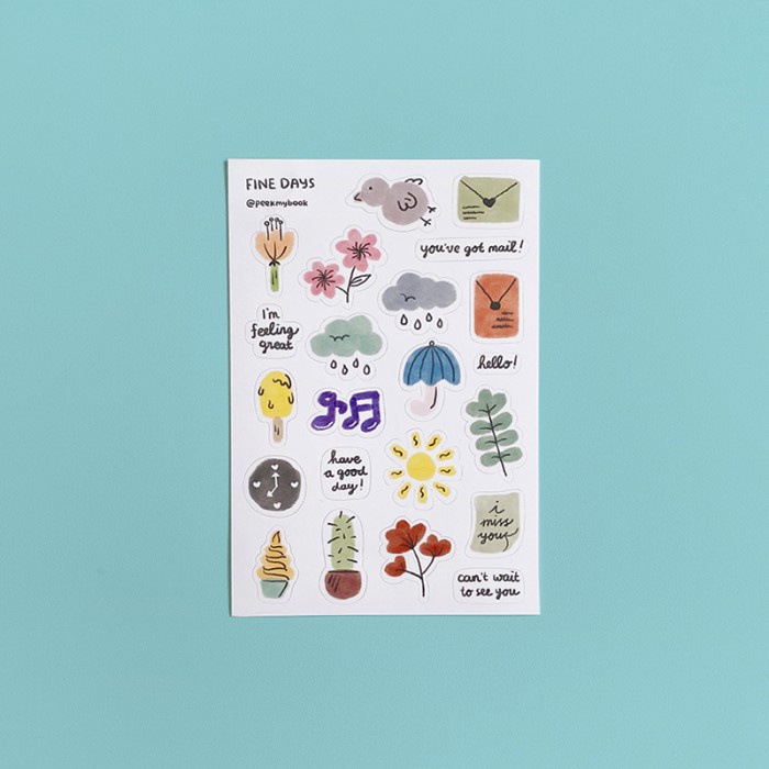 

Stiker lucu Peekmybook Fine Days / cute stickers / handmade sticker / stiker unik / stiker sehari-hari / daily life sticker