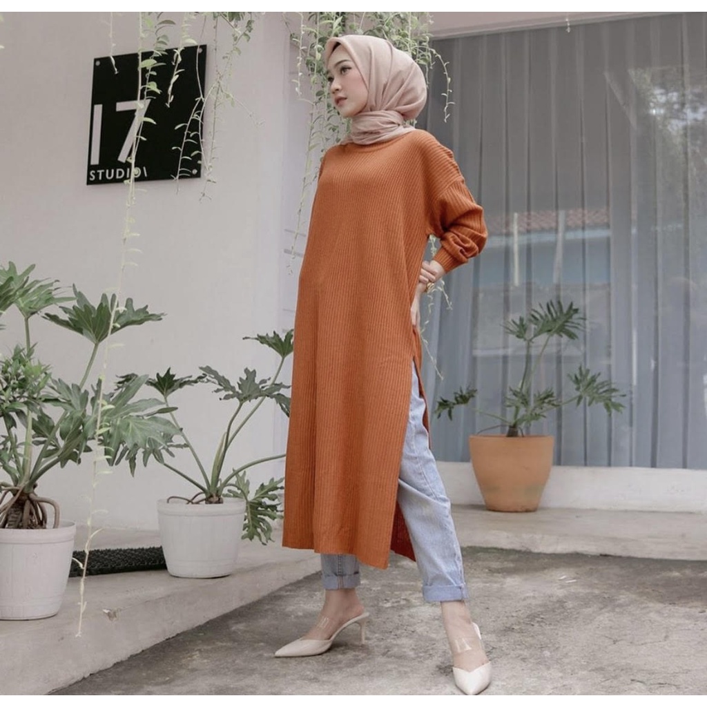 Long Tunik Rajut Premium Karenina Tunik Rajut Wanita Premium