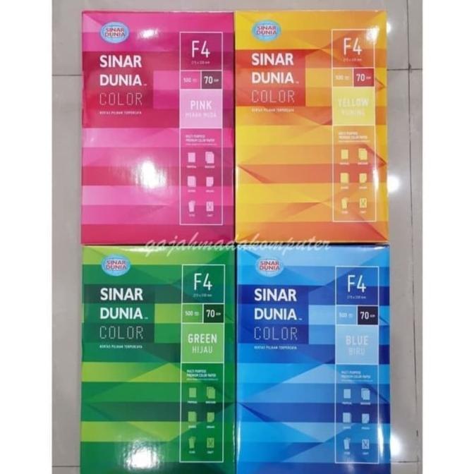 

KERTAS HVS WARNA , F4 70 Gram Sinar Dunia KERTAS FOLIO