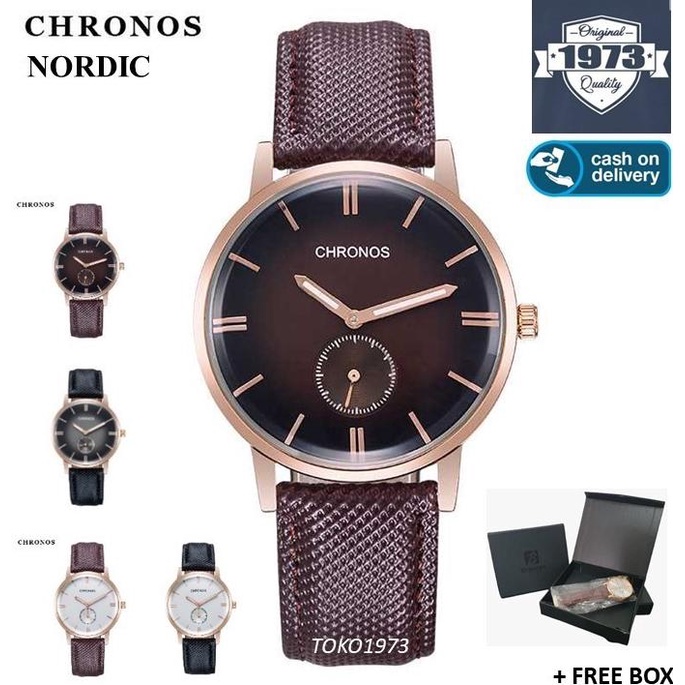 CHRONOS NORDIC - Jam tangan kulit mewah pria arloji pria FREE BOX Termurah