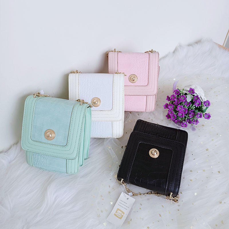 ready cod tas selempang waita sling bag mini lucu tali rantai kulit pu impor murah terbaru