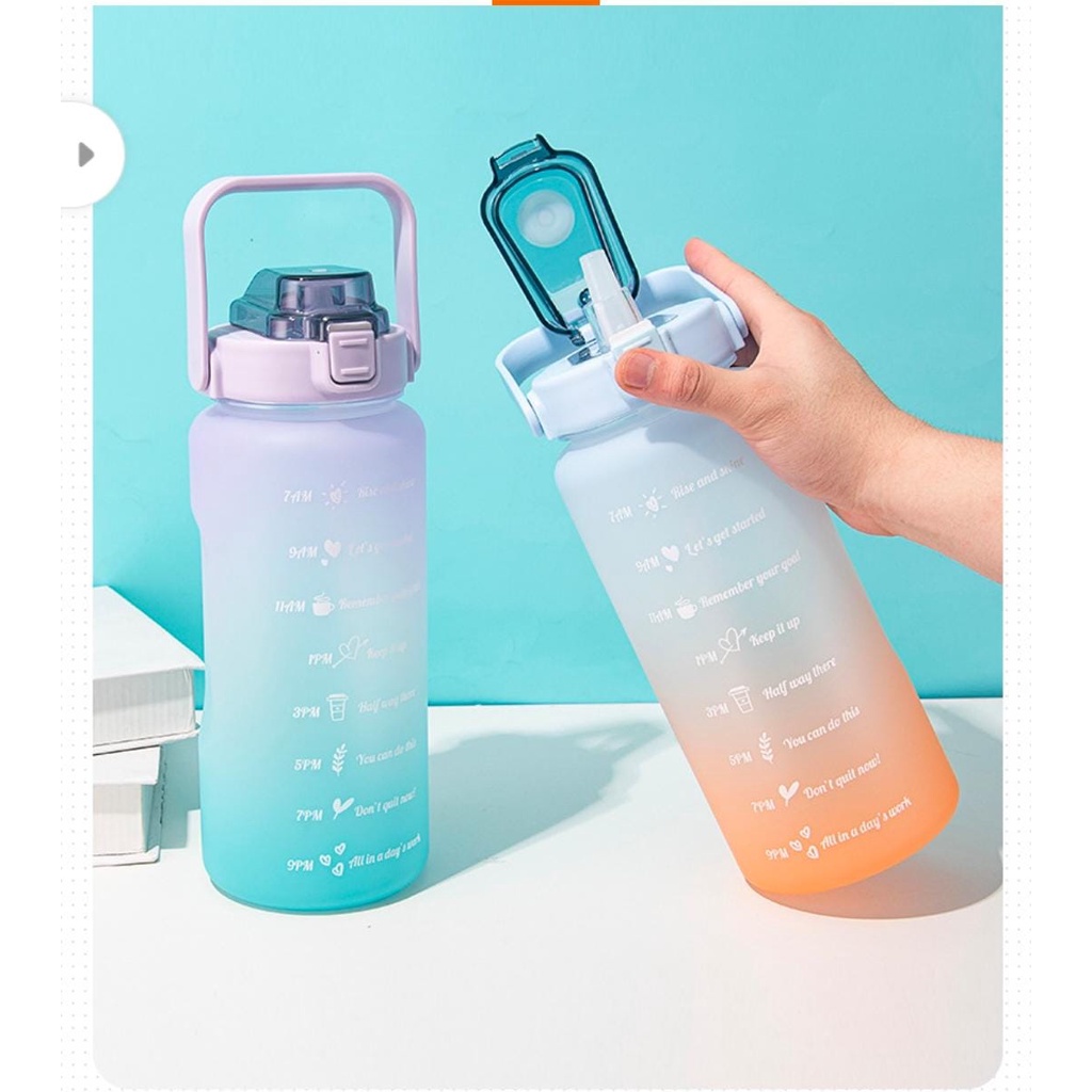 Botol Minum Rainbow 2 Liter - Rainbow Motivation Bottle 2000 ml