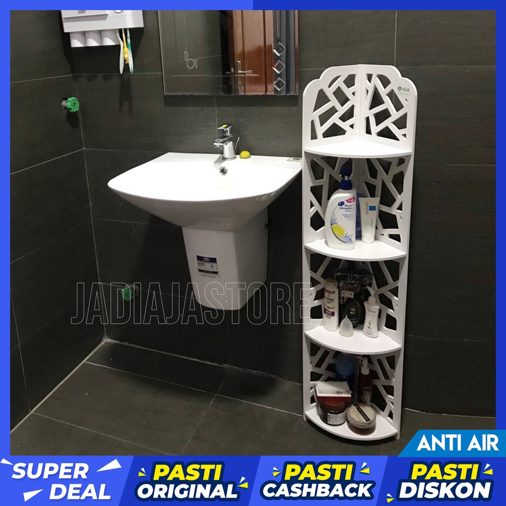 RAK KAMAR MANDI TOILET WATERPROOF Stand Shabby Ruang Tamu Rak Sudut Serbaguna / rak buku portable