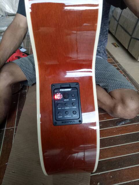 gitar akustik elektrik fisman dobel run neck solid mahony utuh