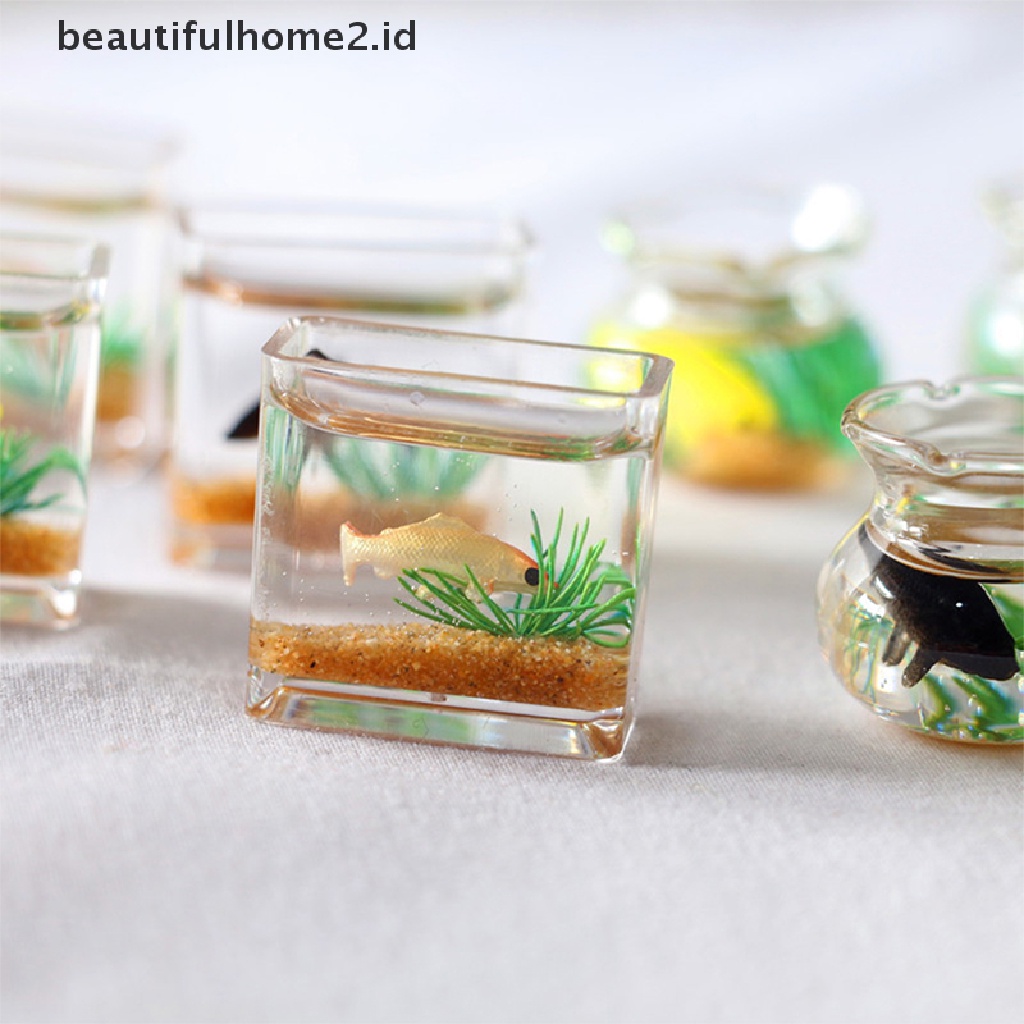 (beautifulhome2.id) Miniatur Akuarium Ikan Bahan Kaca Untuk Dekorasi Rumah Boneka